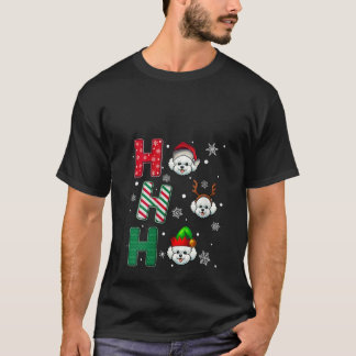 Womens Ho Ho Ho Bichon Frise Dog Matching Christma T-Shirt