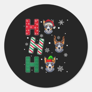 Womens Ho Ho Ho Blue Heeler Dog Matching Christmas Classic Round Sticker