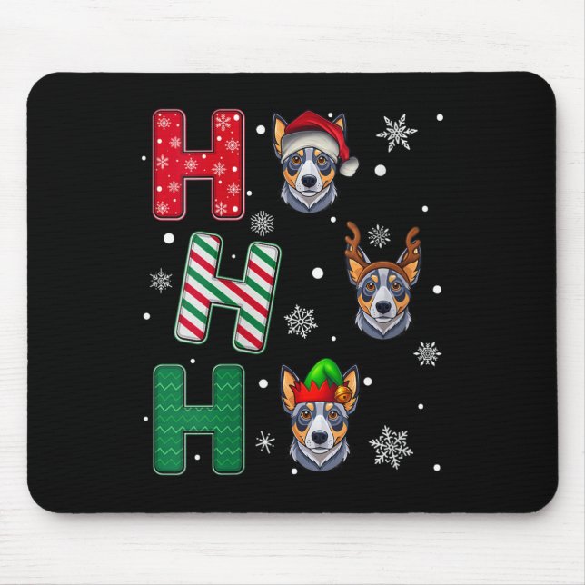 Womens Ho Ho Ho Blue Heeler Dog Matching Christmas Mouse Mat (Front)