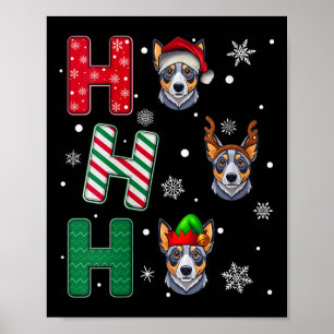 Womens Ho Ho Ho Blue Heeler Dog Matching Christmas Poster