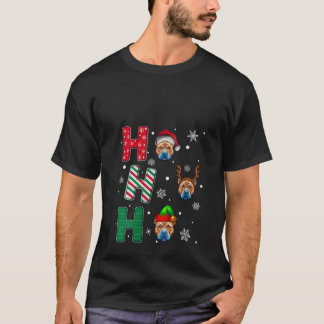 Womens Ho Ho Ho Pitbull Terrier Dog Lover Christma T-Shirt