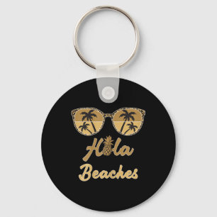 Womens Hola Beaches Funny Pineapple Beach Summer V Key Ring