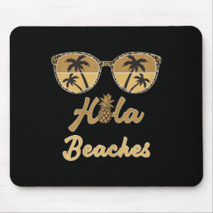 Womens Hola Beaches Funny Pineapple Beach Summer V Mouse Mat