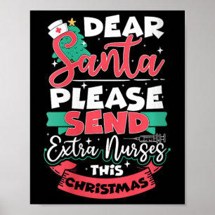 Womens Holiday Nursing Healthcare Worker Funny Chr Poster