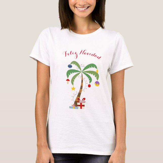 Women's Holiday Shirt-Feliz Navidad     T-Shirt (Front)