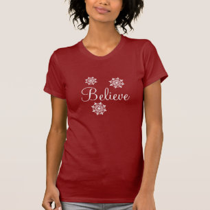 Womens Holiday T-Shirt Believe