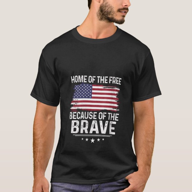 Womens Home Of The Free Because Of The Brave Ameri T-Shirt (Front)