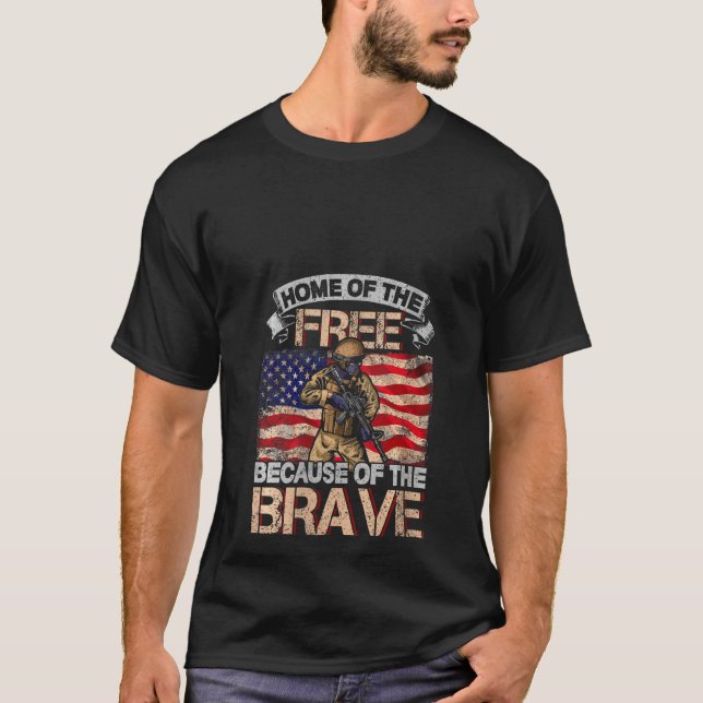 Womens Home Of The Free Because Of The Brave Milit T-Shirt (Front)