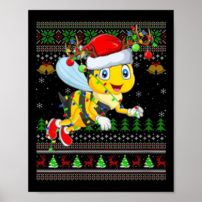 Womens Honey Bees Ugly Christmas Sweaters Holiday  Poster (Front)
