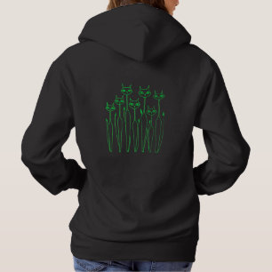 Women's Hoodie (Black- Hand-drawn Cats)