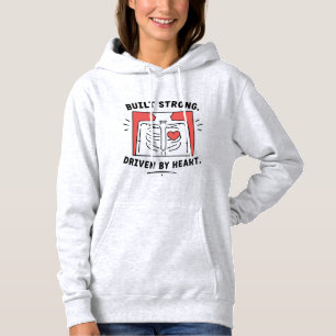 Women's Hoodie Minimalist Heart & Skeleton Graph