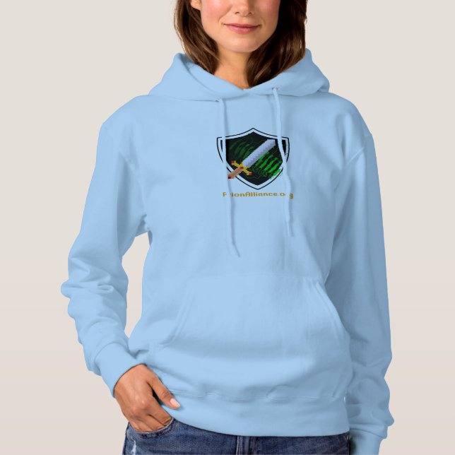 Women's hoodie sweatshirt with PrionAlliance logo (Front)