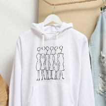 Women's Hoodie (White - Hand-drawn Women 01)