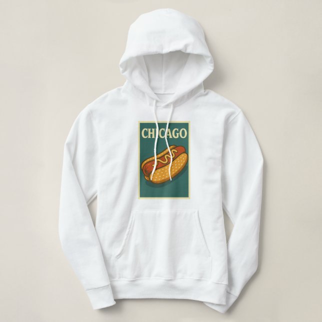 Women's Hoodie with Chicago retro Hot Dog logo (Design Front)