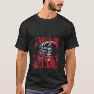 Womens Hooked On Ghost Stories Horror Books V Neck T-Shirt