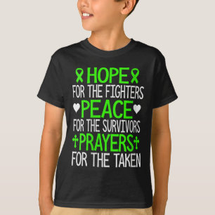 Womens Hope Peace And Prayers Green Ribbon Mental T-Shirt