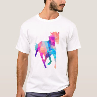  Womens Horse Geometric Colourful Equestrian Graph T-Shirt