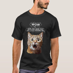 Womens Hot Chick Wow Funny Cat Mum Girl T-Shirt