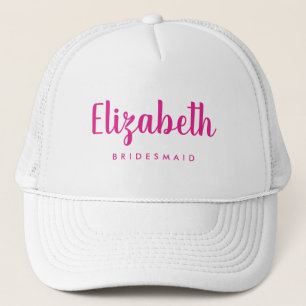 Womens Hot Pink Bridesmaid Bachelorette Party Team Trucker Hat