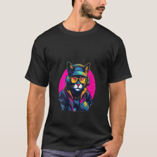 Womens House Music Lover Cyberpunk Cat DJ Music Fe T-Shirt