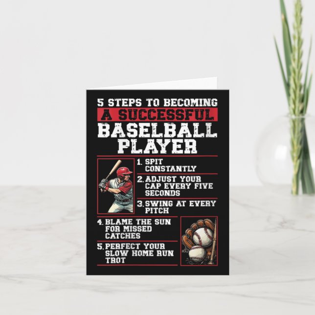 Womens How To Be A Baseball Player In 5 Easy Steps Card (Front)