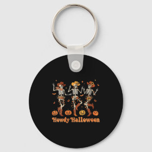 Womens Howdy Halloween Cowboy Cowgirl Skeleton Dan Key Ring