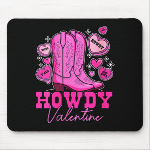 Womens Howdy Valentine _ Cute Pink Cowboy Boots We Mouse Mat