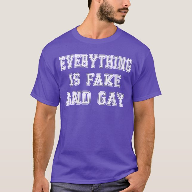 Womens Humor Statement Everything Is Fake and Gay  T-Shirt (Front)