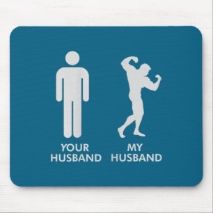 Womens husband husband gym bodybuilding funny tee mouse mat