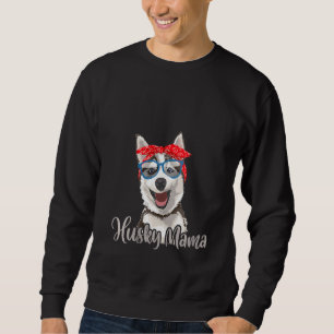 Womens Husky Mama Mum Siberian Red Scarf Eyeglasse Sweatshirt