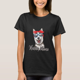 Womens Husky Mama Mum Siberian Red Scarf Eyeglasse T-Shirt