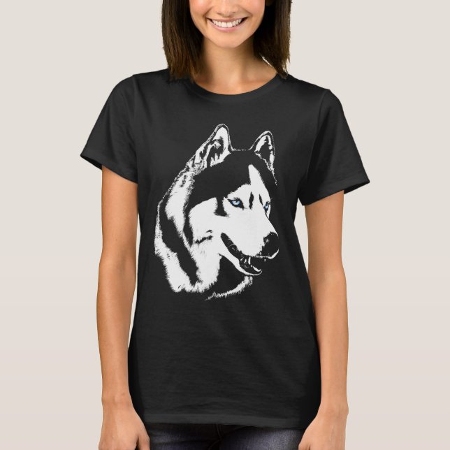 Women's Husky Shirt Husky Malamute Sled Dog Shirts (Front)
