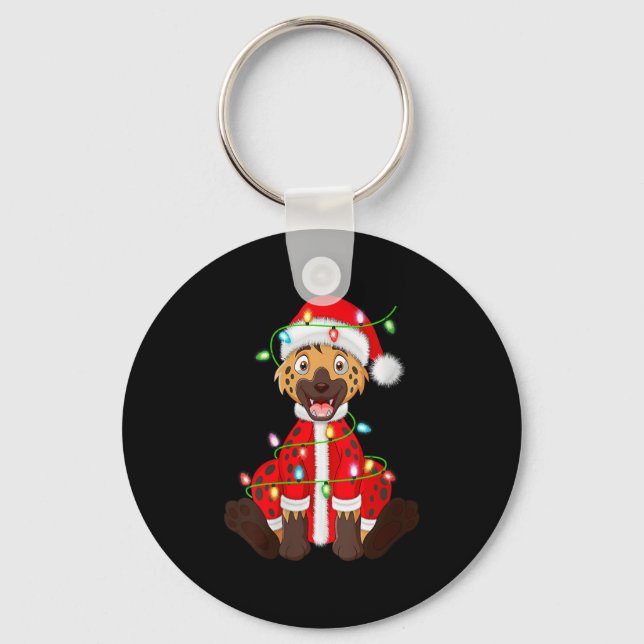 Womens Hyena Christmas Lights Santa Costume Cute A Key Ring (Front)