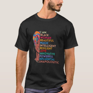 Womens I Am Black History Powerful Woman Black His T-Shirt