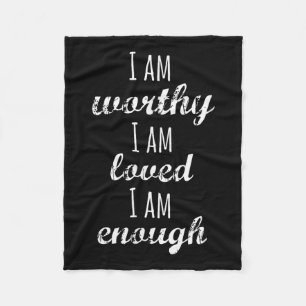 Women's I Am Worthy Motivational Christian  Fleece Blanket