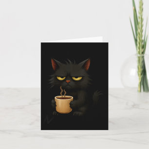 Womens I Don't Do Mornings Funny Quote Black Cat L Card