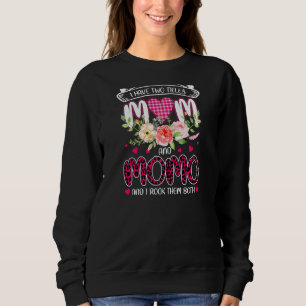 Womens I Have 2 Titles Mum & Momo Grandma Leopard Sweatshirt