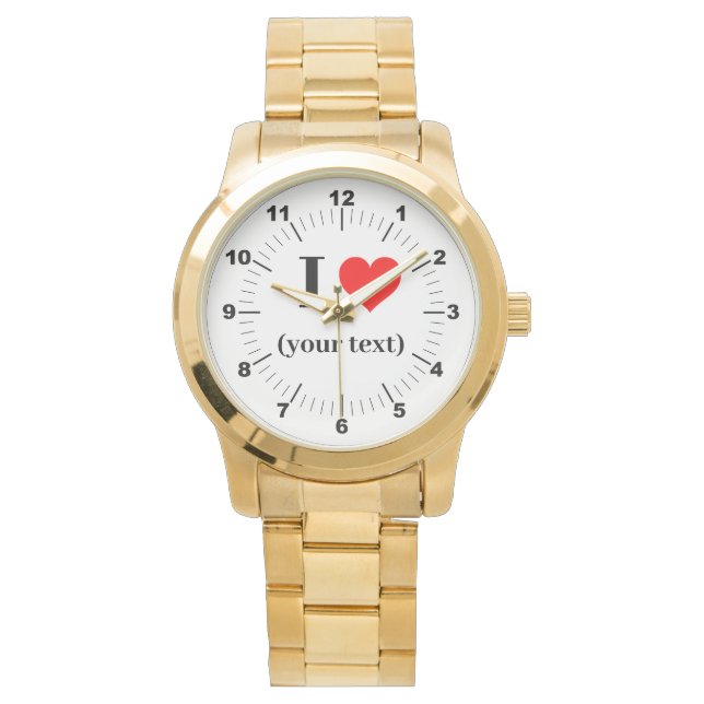 Women's I Heart Oversized Gold Bracelet Watch (Front)
