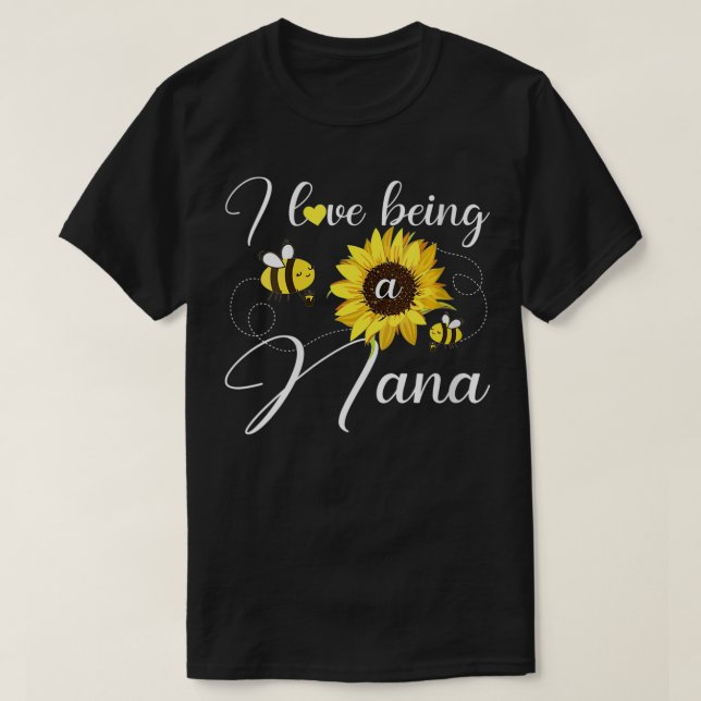 Womens I Love Being A Nana Sunflower And Bee VNeck T-Shirt (Design Front)