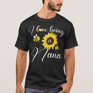 Womens I Love Being A Nana Sunflower And Bee VNeck T-Shirt
