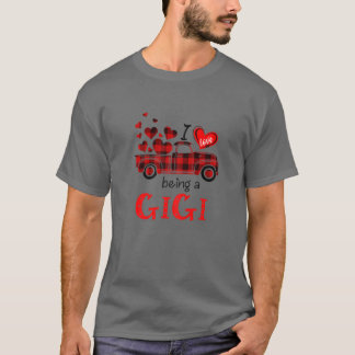 Womens I Love Being Gigi Red Plaid Mother's Day T-Shirt