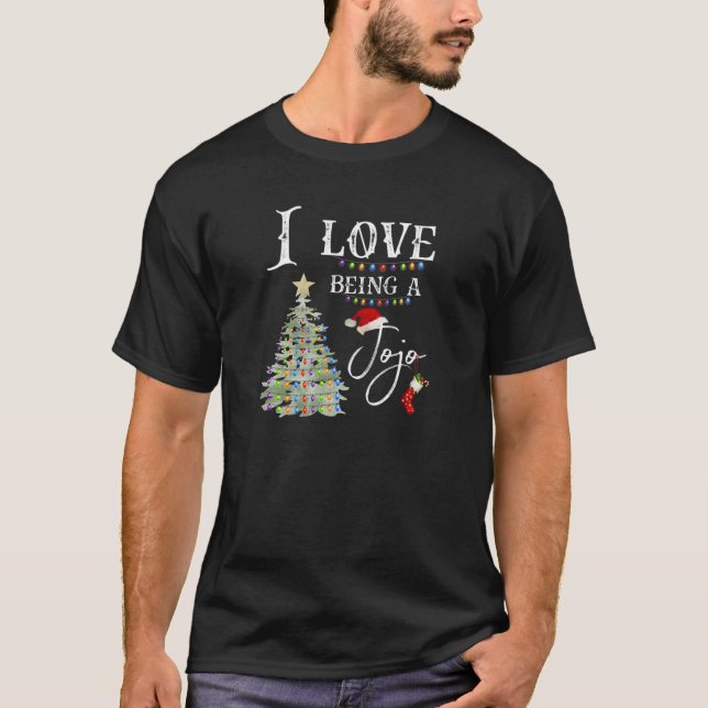 Womens I Love Being Jojo Christmas Tree Santa Clau T-Shirt (Front)