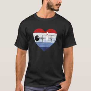 Womens I Love Bowling Red White And Blue Vintage H T-Shirt