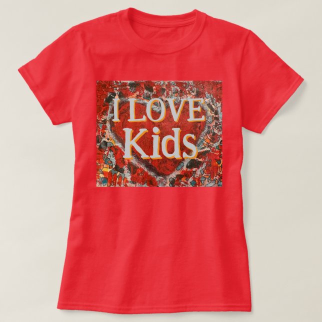 Women's I love Kids Valentine's heart T-Shirt (Design Front)