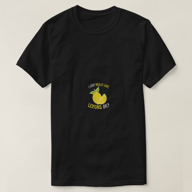 Womens I Love Lemons OK  Cute and Funny Lemon VNec T-Shirt (Design Front)