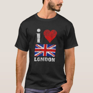 Womens I Love London British United Kingdom Vintag T-Shirt