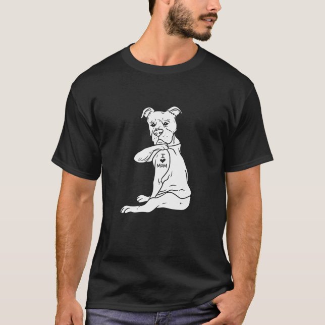 Womens I Love Mum Pitbull Love Pit Bull Dog Owner T-Shirt (Front)