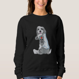 Womens I Love Mum Tattoo Bearded Collie Mum Dog W Sweatshirt