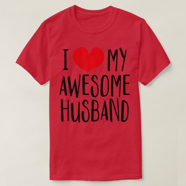 Womens I Love My Awesome Husband Tee Red Heart (Design Front)