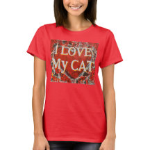 Women's I love my Cat Valentine's Heart T-Shirt